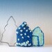 Blue House Pin Brooch Accessory Hand Knitted Wool Coat Badge Yarn Fiber Art  Pin Sweater Pin House Applique