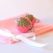Pink Earrings Green Leaf Motif Crocheted Embroidered Spring Fashion Dangle Gift Wrapped Made to Order