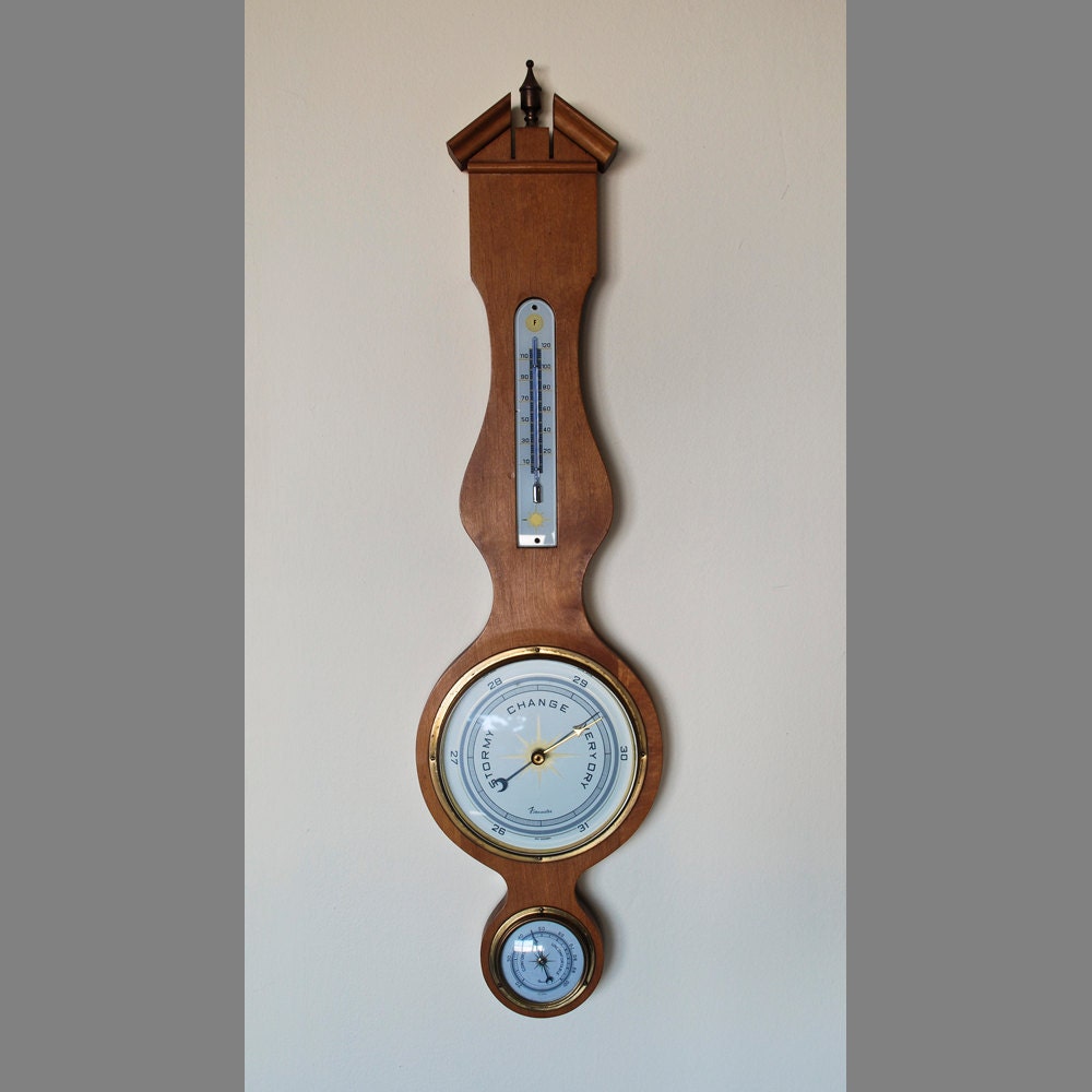 Items similar to Vintage Banjo Style Barometer with Thermometer and