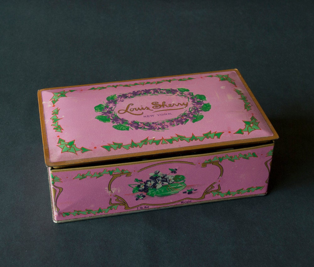 Items similar to Vintage Louis Sherry Metal Candy Box on Etsy