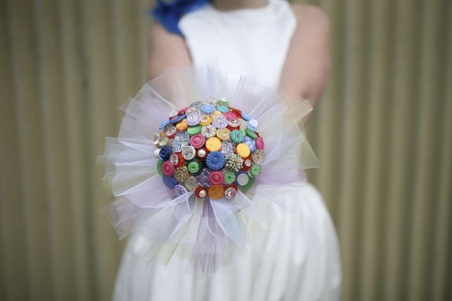 The Rainbow Vintage Button Bouquet - Ready to Ship