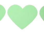 30 mint green heart stickers or seals, 1.5 inch wide