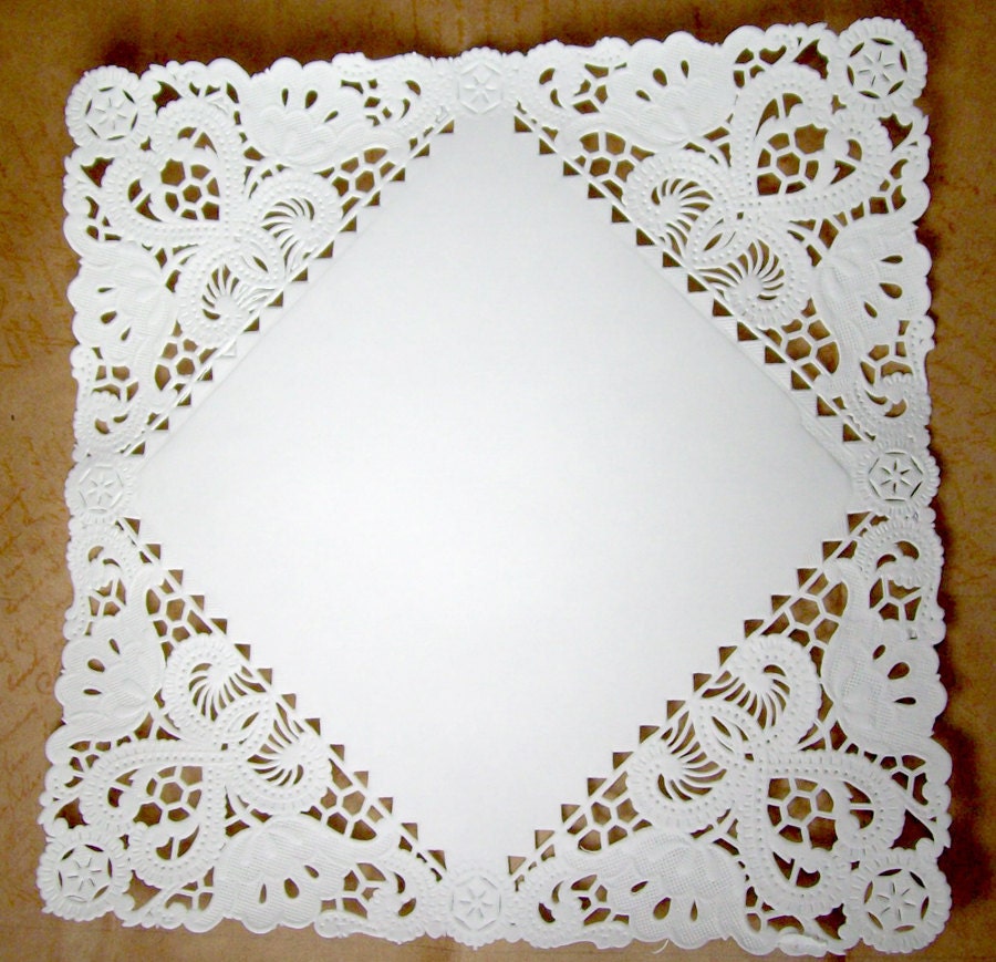 Square Paper Doilies - 50 doilies - 8 inch, white