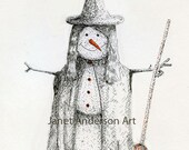 Snow Grandma Witch - Fine Art Card