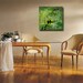 LOVE BIRDS Painting Landscape Modern, Lovebird wall art, ORIGINAL Lovebirds Art Green White Birds on a tree Huge on canvas