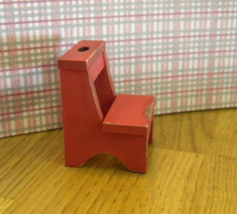Red stepstool for dollhouse miniatures