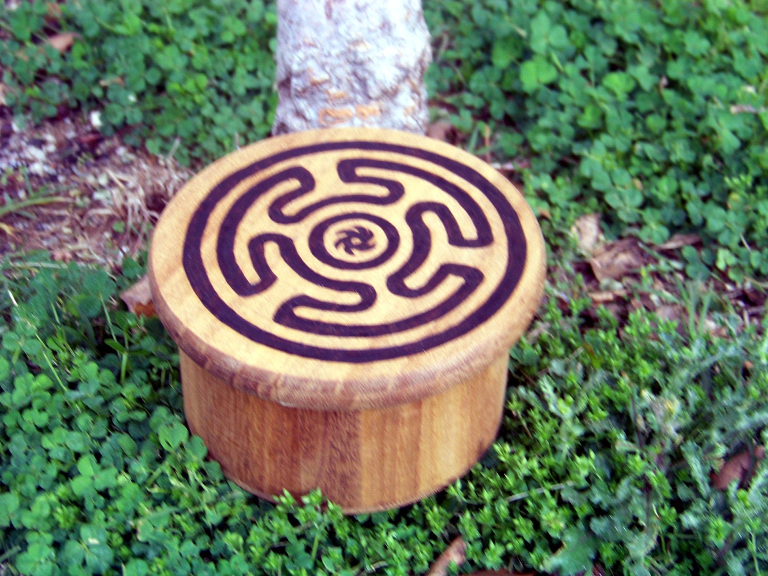Hekate's Wheel Box, hand-burned