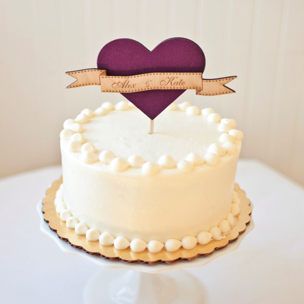 Cake Topper - Woodland Heart in Plum - Custom