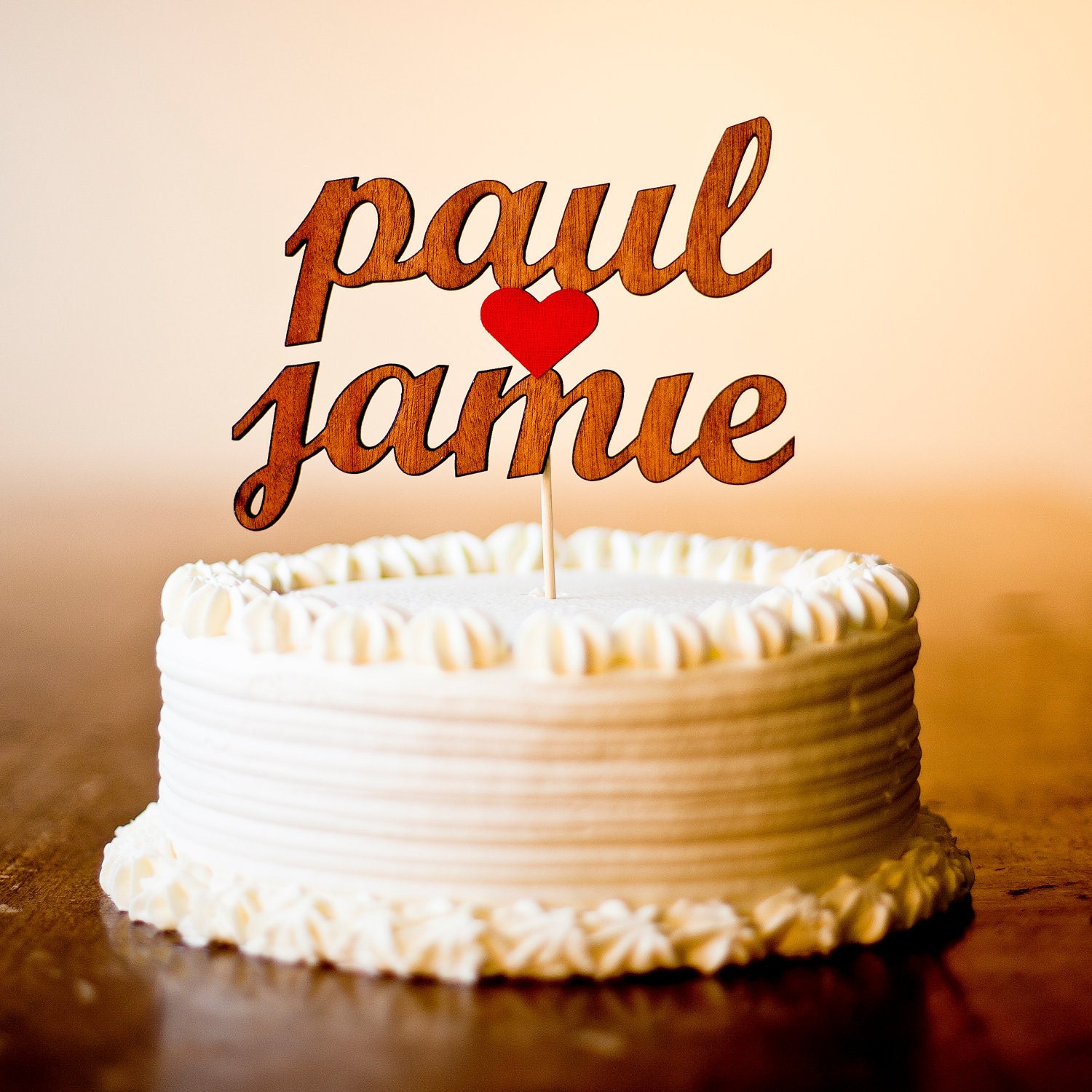 The Whimsical Wedding Cake Topper in Classic Red - Large - Mahogany Wood