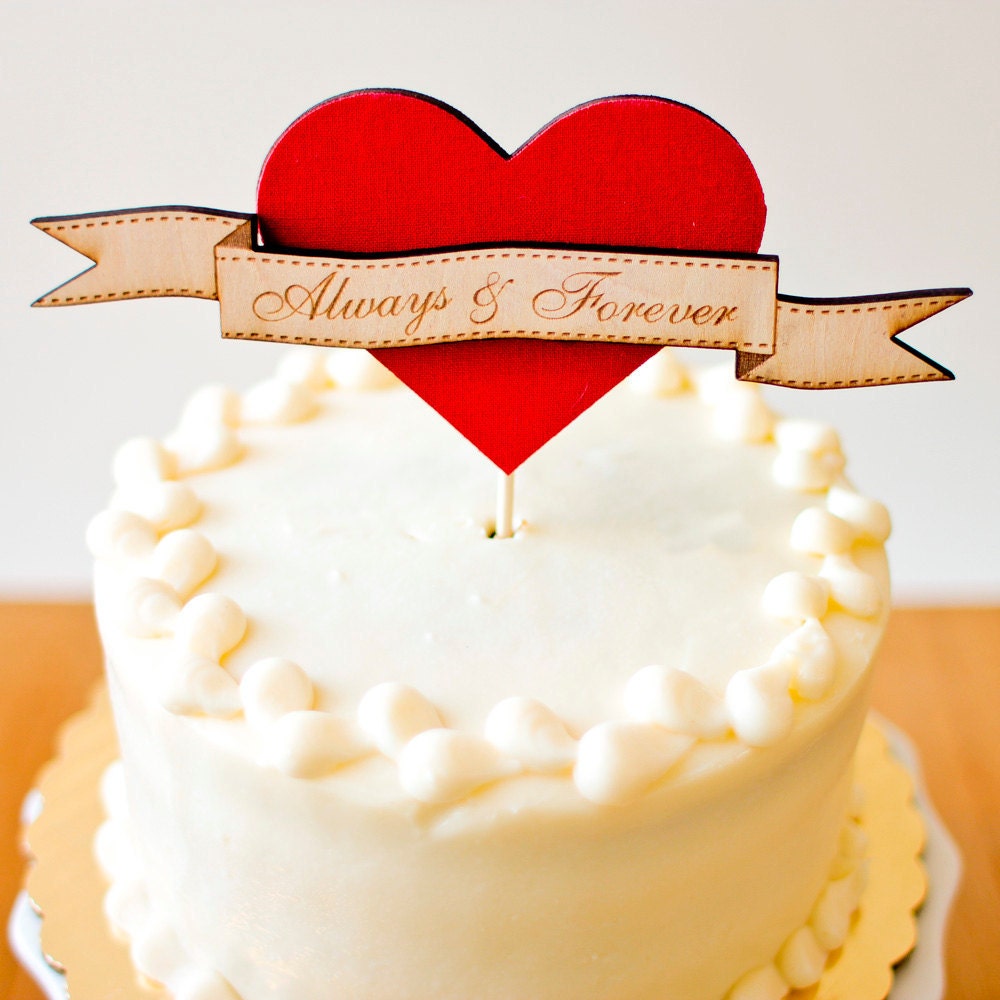 The Woodland Heart Wedding Cake Topper with Custom Color - Ready to ship