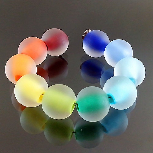 Pikalda :Handmade lampwork glass 10 beads colorful-'Rainbow Set'-SRA-make to order-