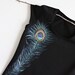 Hand painted Black Cotton Women Tshirt peacock Feather Design
