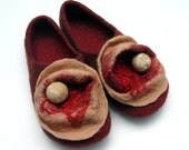 Colored Felted Slippers with Flowers and Bubbles