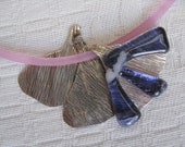 Purple leaves, Silver and fused glass, in gingko-style