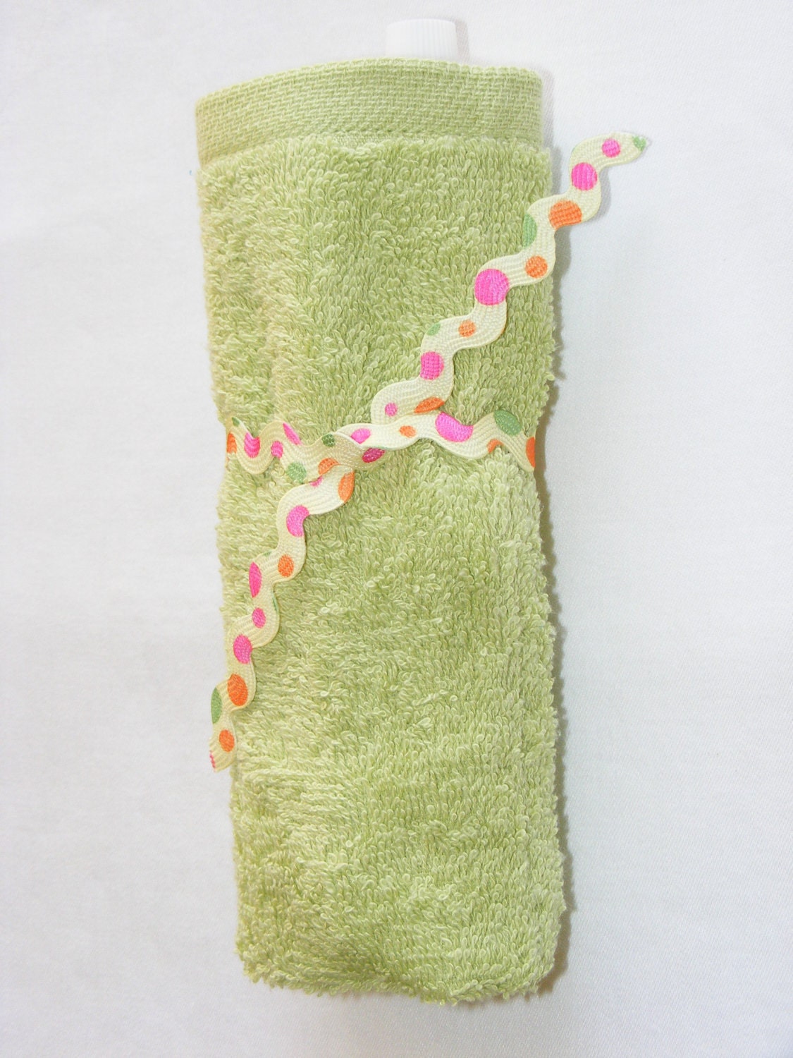 Terrycloth Toothbrush and Paste Travel Pouch in Spring Green...popular little gift...free shipping