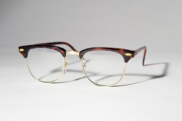 Vintage Deadstock Clubmaster Tort Clear Glasses A8
