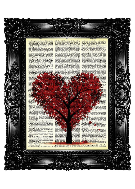 HEARTree Dictionary Print  Upcycled Book  Art Prints Vintage Book Print  Vintage Book Page  Recycled  Buy 3 get 4th free
