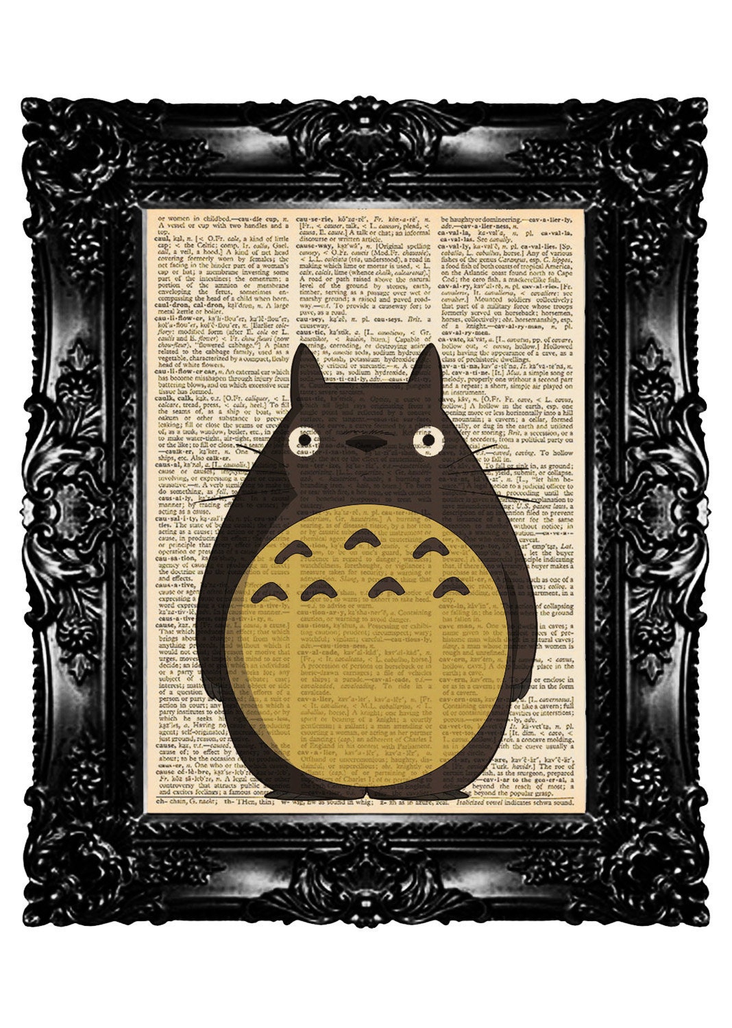 My Neighbor TOTORO Upcycled Book Dictionary Print  Art Prints Vintage Book Print Vintage Book Page Recycled   Buy 3 get 4th free