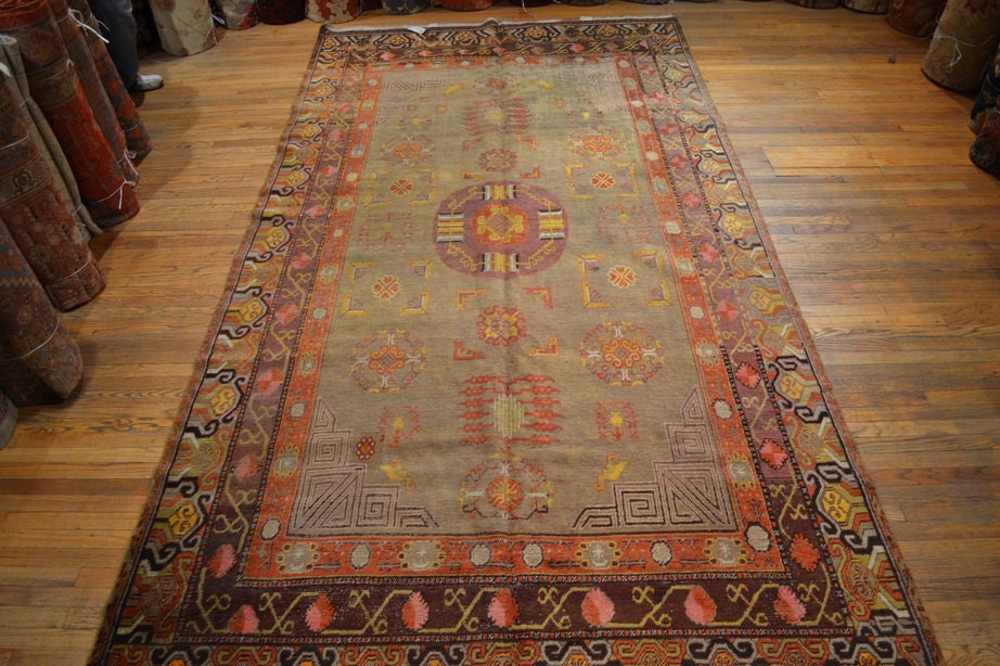 1950 size 6.8 x 12.5 Antique Khotan Rug / Vintage Oriental Rug 