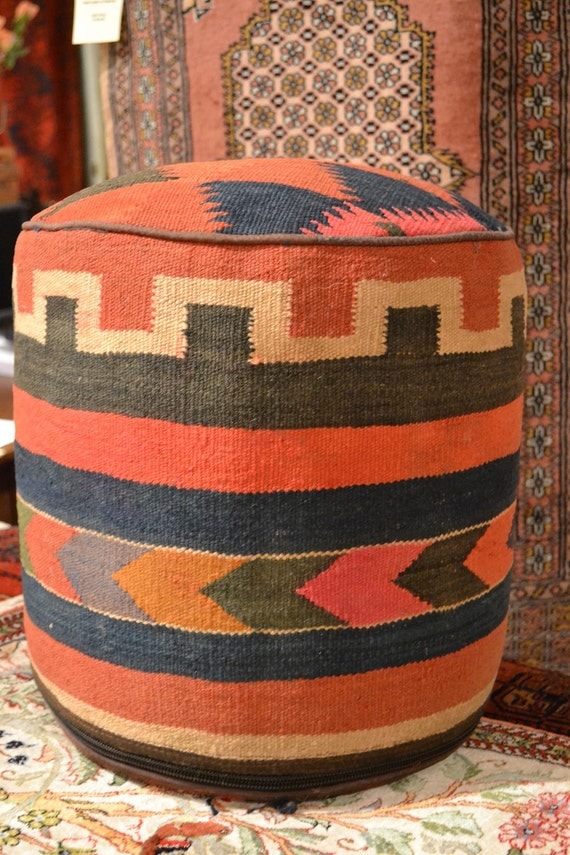 Rug Sitting Stool / Rug Ottoman / Kilim Sitting by OakParkAntiques