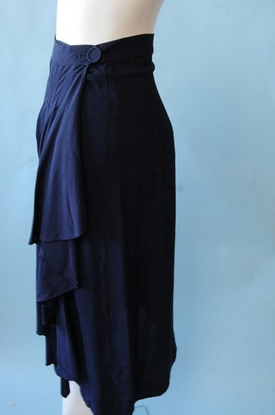 1940s navy rayon skirt