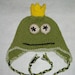 Frog Prince Hat with Big Eyes and Crown - Organic Cotton
