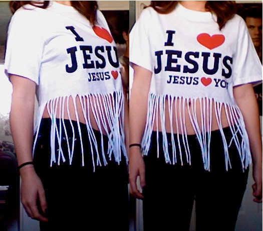 Different Cut Up Fringe Crop Top Shirts