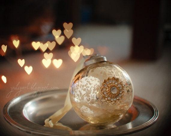 Christmas Ball - holiday decor photo print festive gift merry heart bokeh tree ornament magic  Santa Claus Noël Xmas joy celebration
