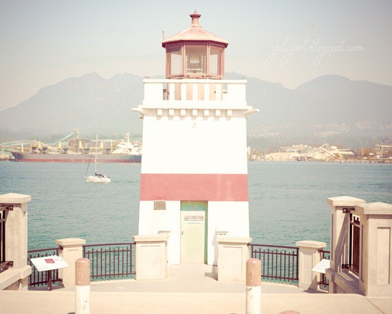 Pacific Lighthouse nature photography print coast ocean sea shore beach romantic shabby chic glam girl woman gift for her marine