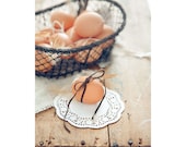 Eggs: Easter photograph fine art photo print kitchen decor gift idea for her hostess chef cook food rustic romantic brown orange sepia white