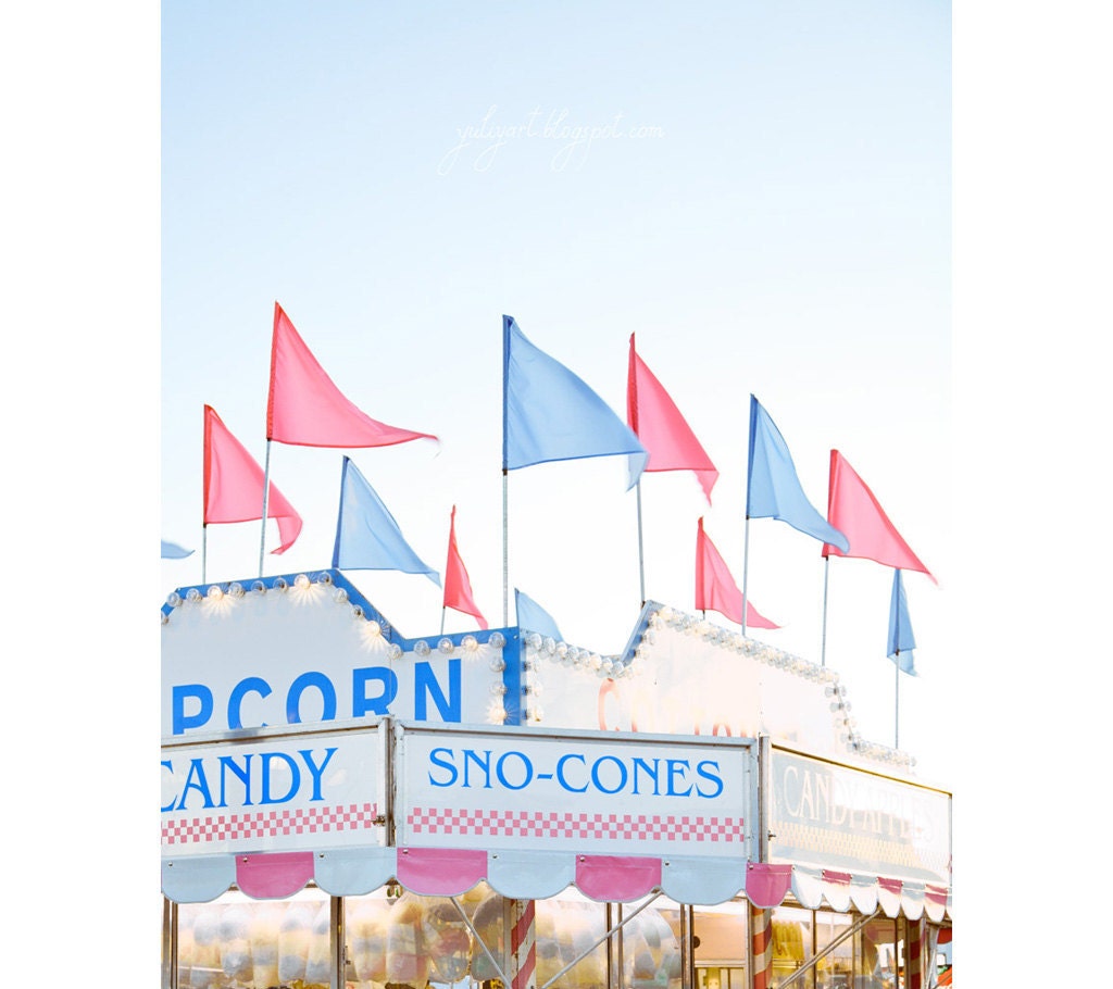 Sno-Cones - fine art photography print funfair carnival rides pink blue romantic sweet bazaar festival market Cotton Candy