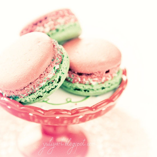 Peppermint Macarons - romantic shabby chic sweet photograph decor dessert kitchen cream pastels pink mint girl glamor for her