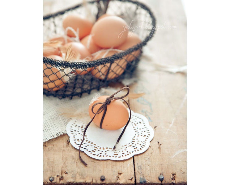 Eggs: Easter photograph fine art photo print kitchen decor gift idea for her hostess chef cook food rustic romantic brown orange sepia white