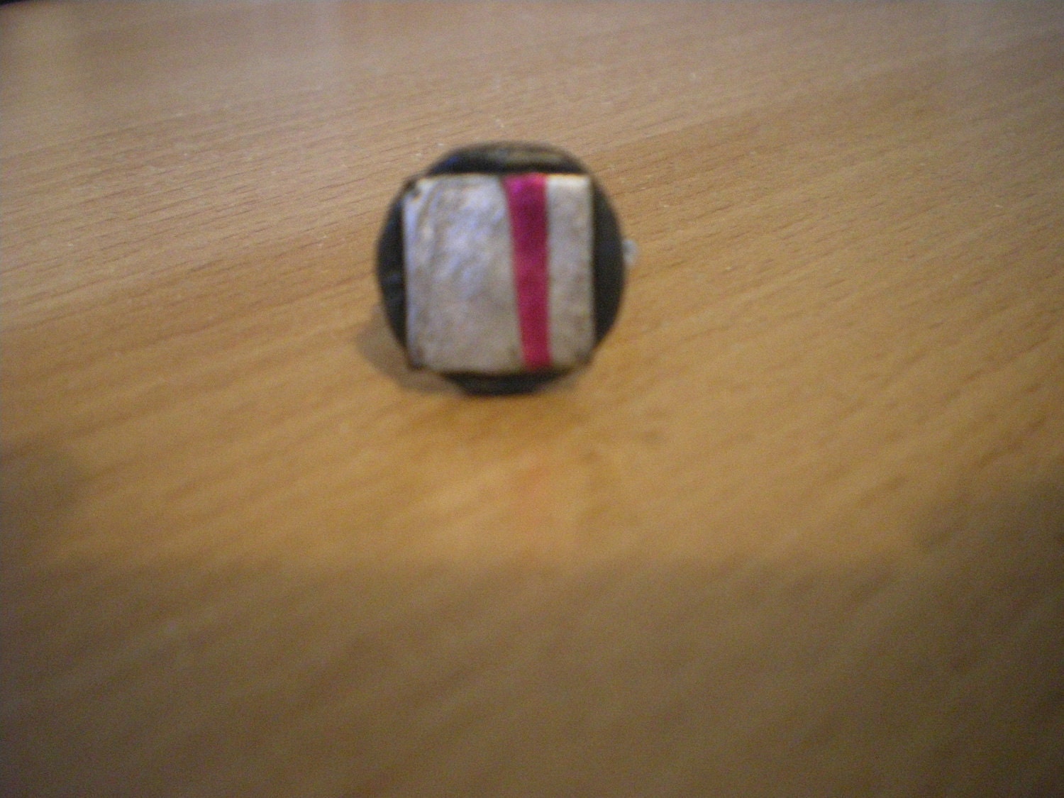 friendly plastic ring - black, silver and pink