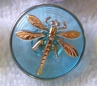 Light Blue Translucent Dragonfly Button - 18mm - New Arrival