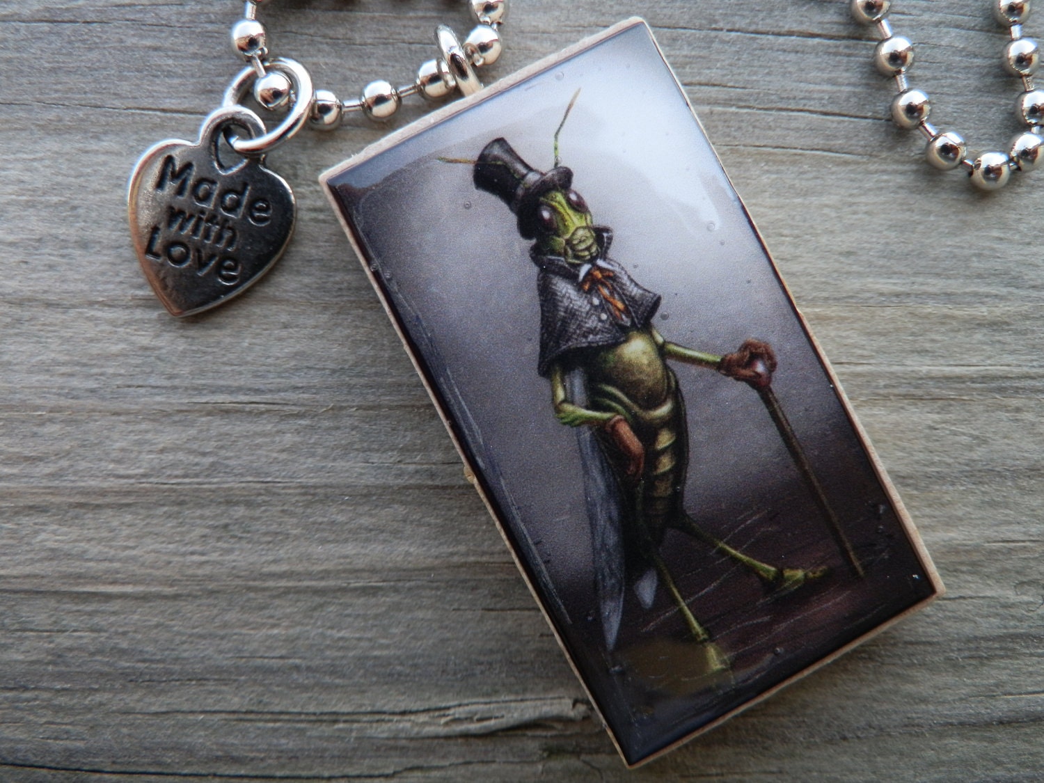 Once Upon A Time Jiminy Cricket Double Scrabble Tile Necklace