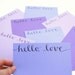 Hello Love Flat Notecards in Mixed Purples - Set of 9