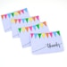 Thank You Cards, Colorful Bunting Illustration, Hand-Lettered Calligraphy, Light Grey, Blank Inside, Set of 4