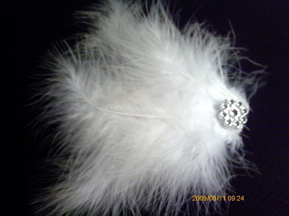 Fluffy White Feather Clip