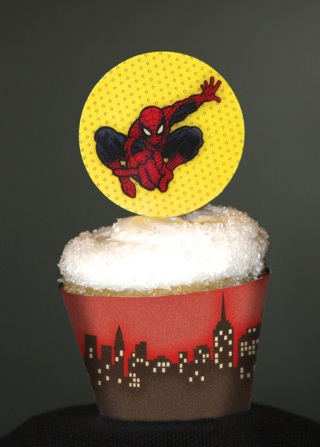 24 Spiderman Birthday Cupcake Toppers