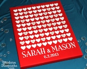 Personalized Wedding Hearts Guest Book Alternative - 16x20 Premium Gallery Wrapped Canvas - 100 Signature Guest Registry Keepsake Art