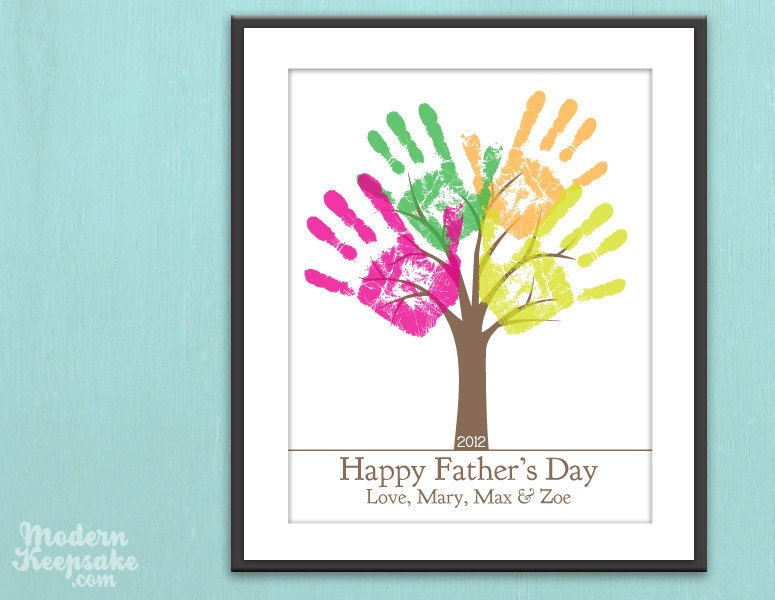 Personalized DIY Child's Handprint Tree - Printable PDF Father's Day Gift Poster
