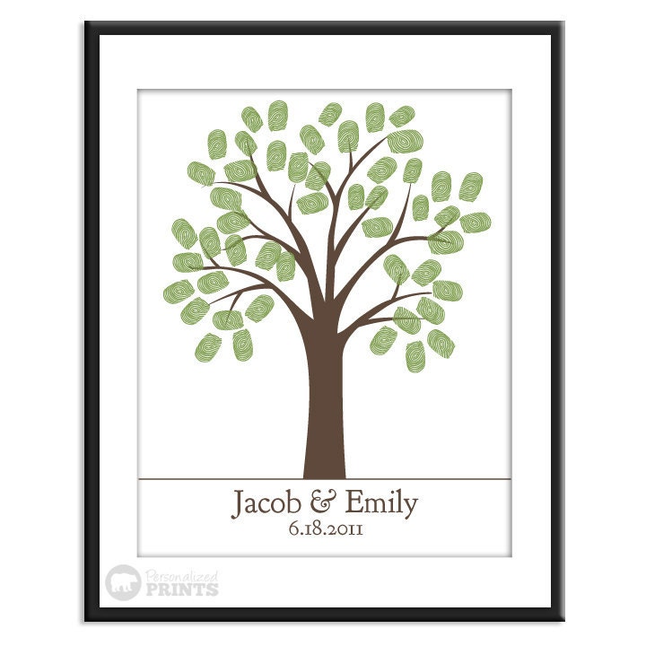 Items similar to DIY Traditional Thumbprint Wedding Tree PDF 18x24 150 signatures