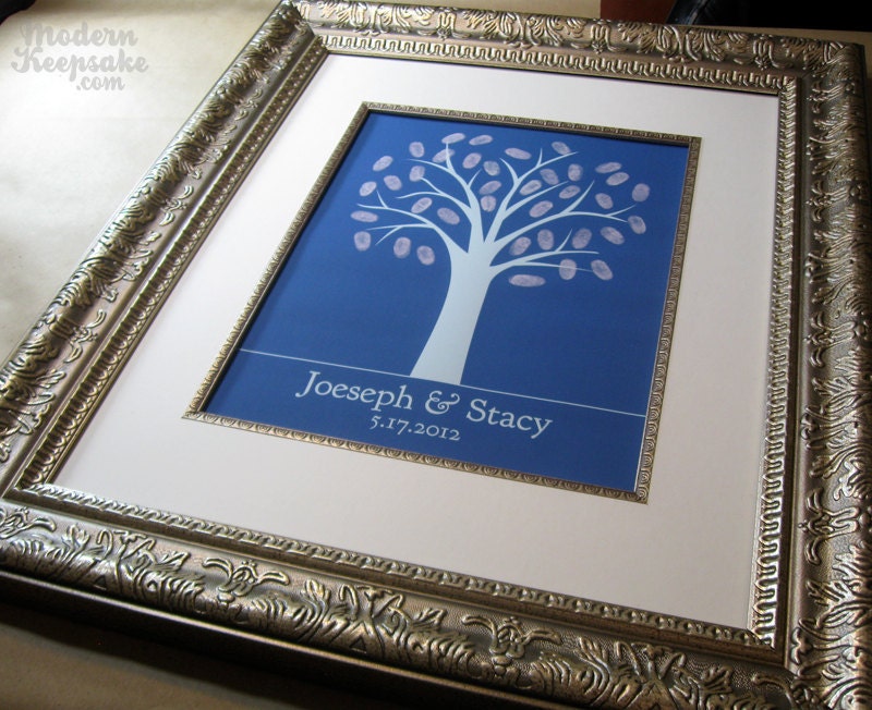 Winter Wedding Tree - Finger Print Guestbook Print -  16x20 - 100 Signature Keepsake Poster