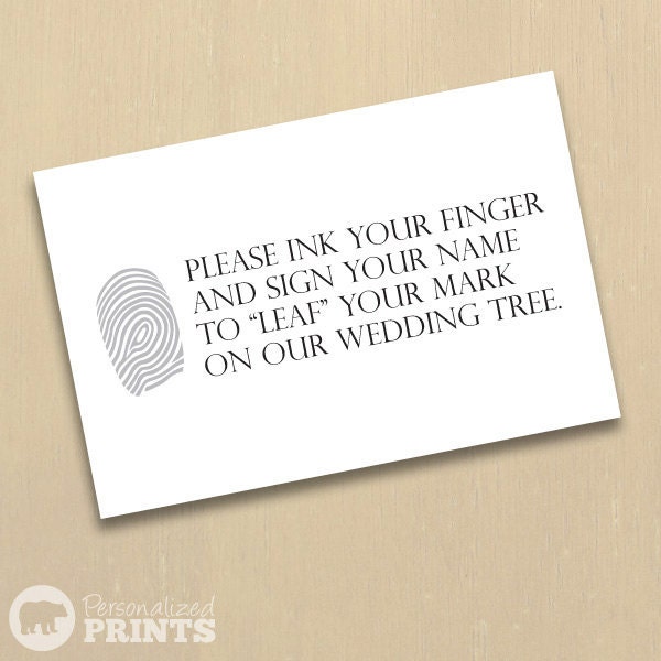 Winter Wedding Tree - Finger Print Guestbook Print -  16x20 - 100 Signature Keepsake Poster