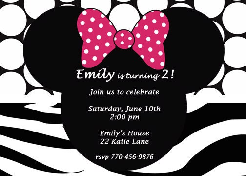 Minnie Mouse Custom Birthday Party Invitation Il_570xn