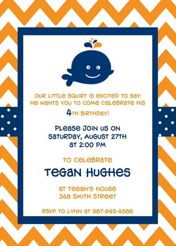 Whale Birthday Party Invitation Il_570xn