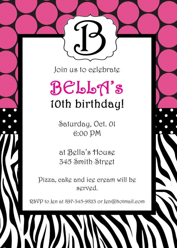 Printable Zebra Print Invitation Il_570xn