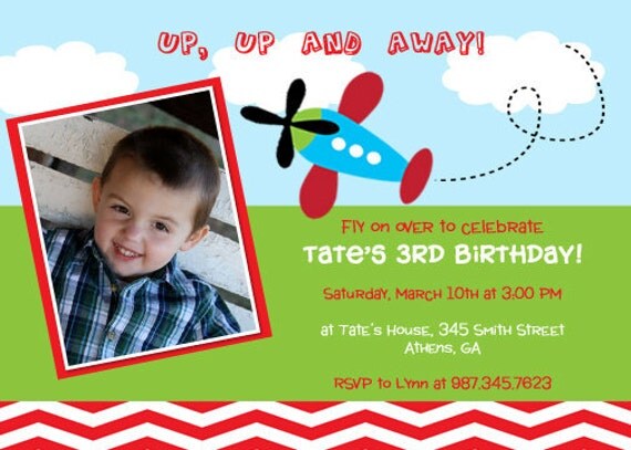 Fly On Over Airplane Birthday Invitation Il_570xn
