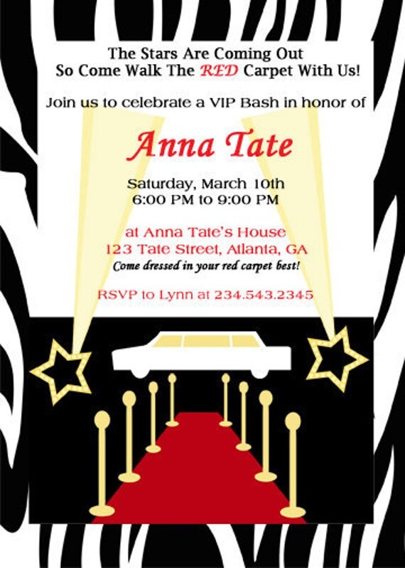 Red Carpet Birthday Party Invitation Il_570xn